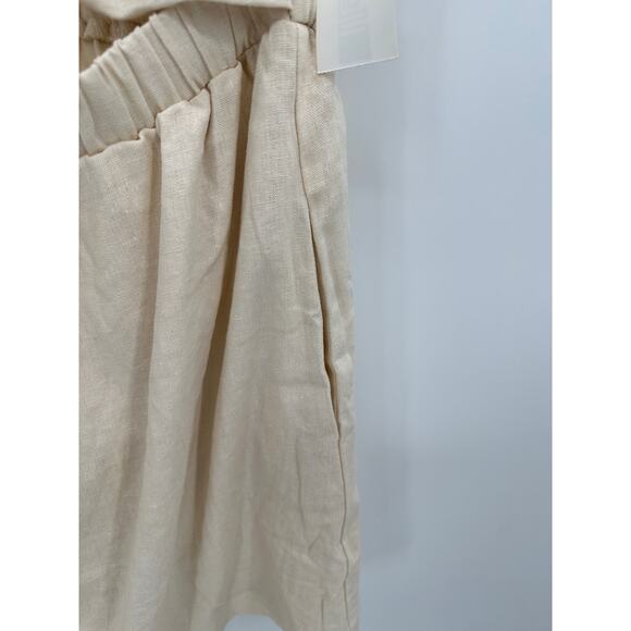 1.State Dress Women MEDIUM Cream Juneberry Linen Blend Short Cap Sleeve - Picture 5 of 10